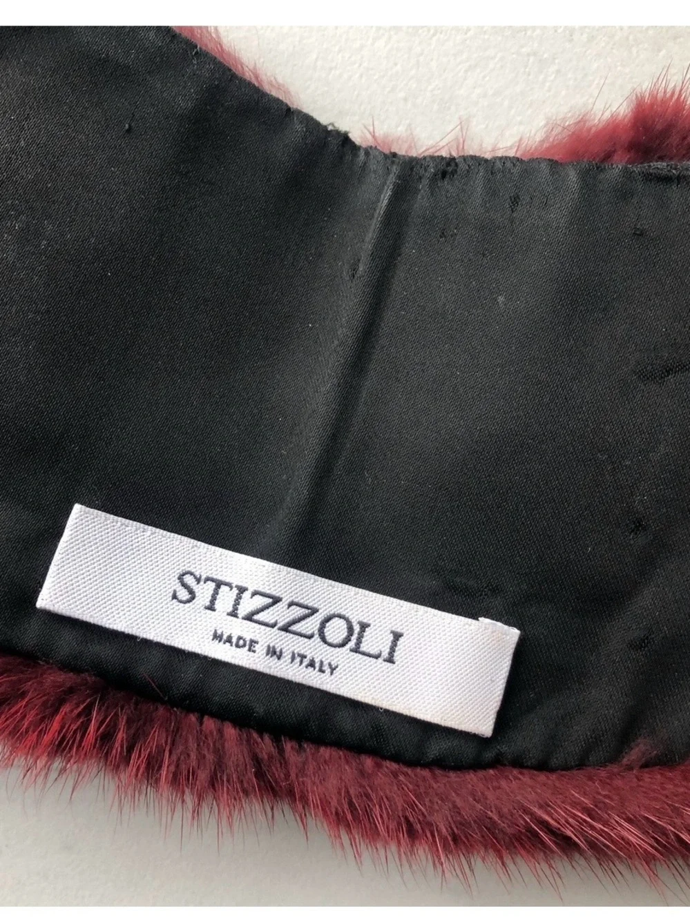 Stizzoli Rabbit Fur Neck Scarf Warmer Red Vintage Rare Made in Italy Luxury